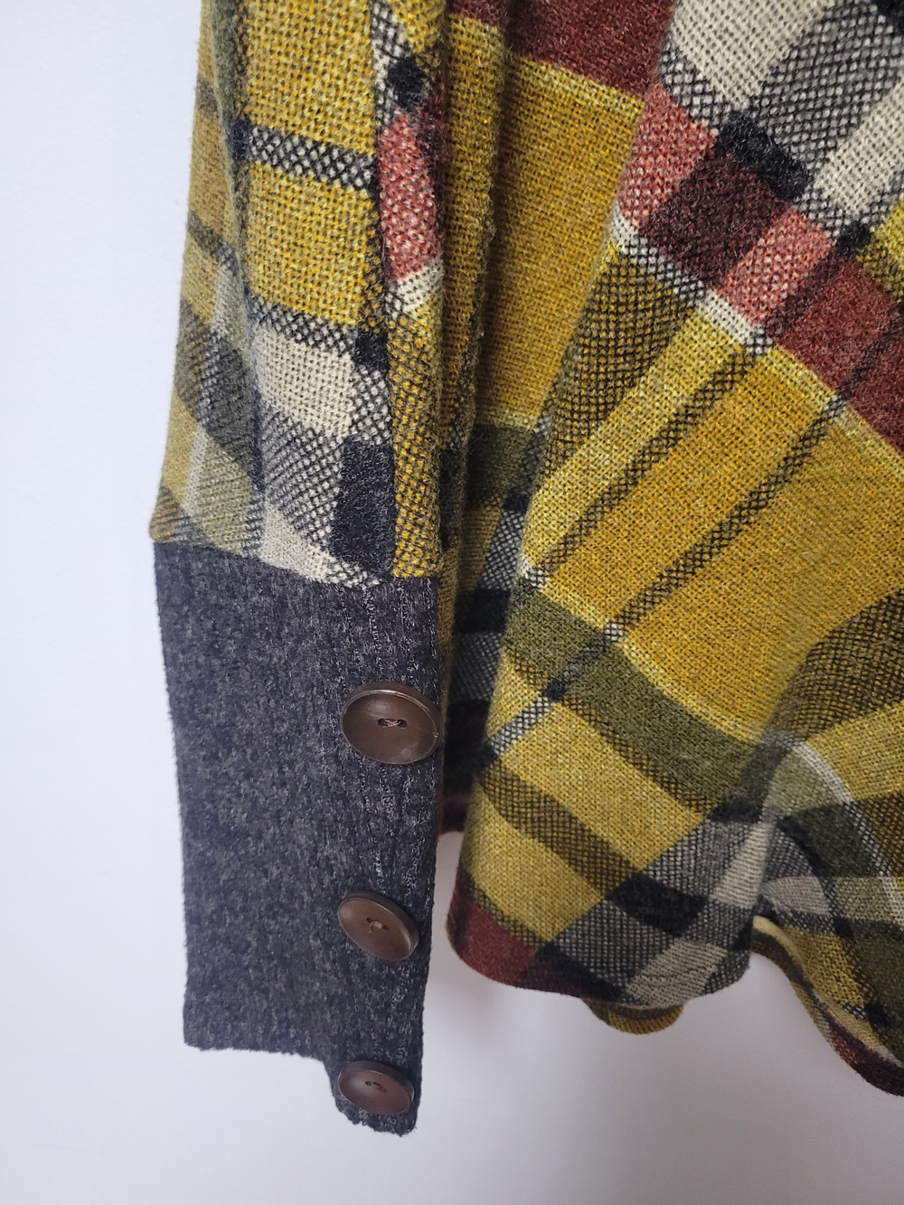 Chris & Carol Plaid Cowl Neck Pancho Sweater - Picture 3 of 4